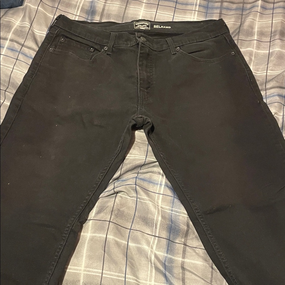 Signature by Levi Strauss Men's Black Relaxed Jeans